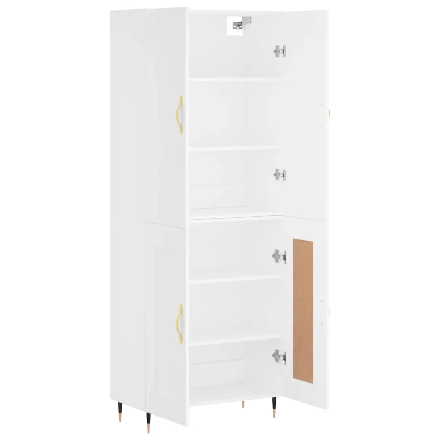 Buffet haut Blanc 69,5x34x180 cm Bois d'ingénierie - 4