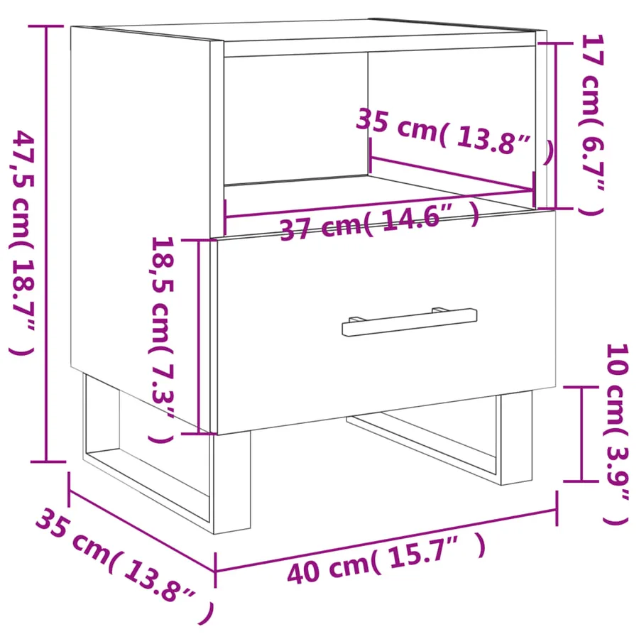 Tables de chevet 2 pcs blanc brillant 40x35x47,5 cm - 13
