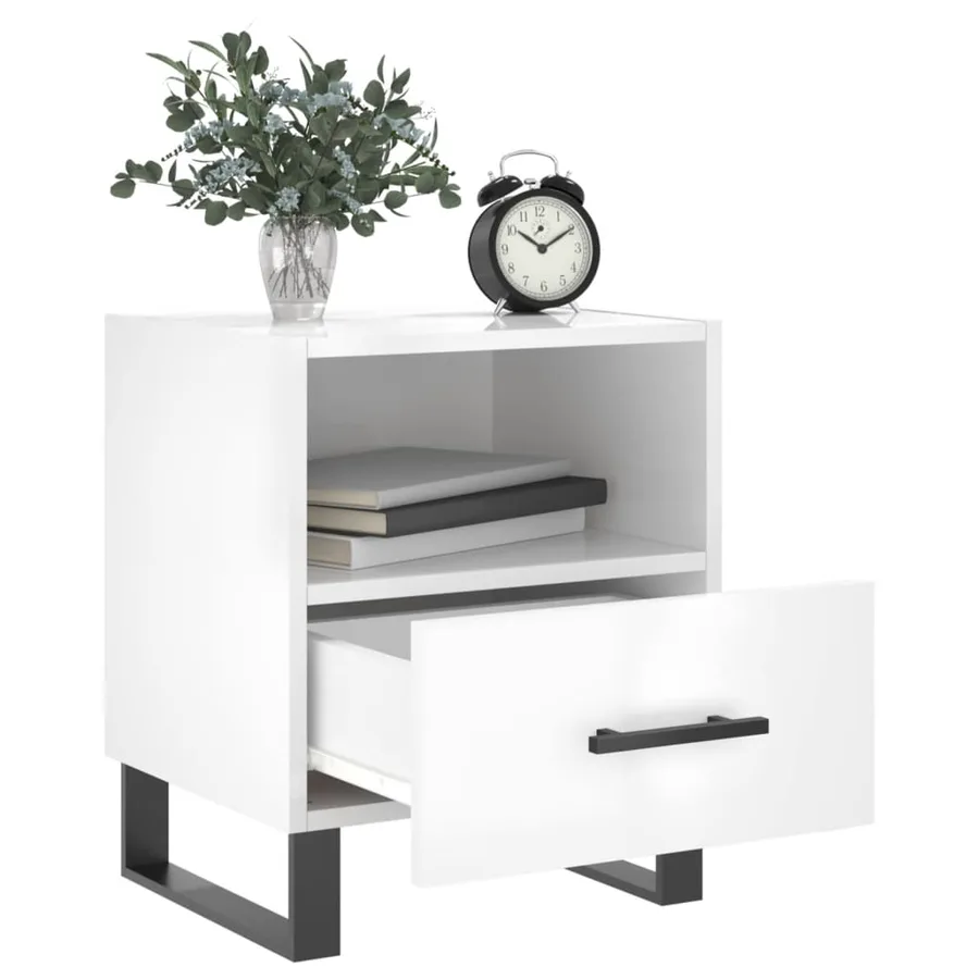 Tables de chevet 2 pcs blanc brillant 40x35x47,5 cm - 3