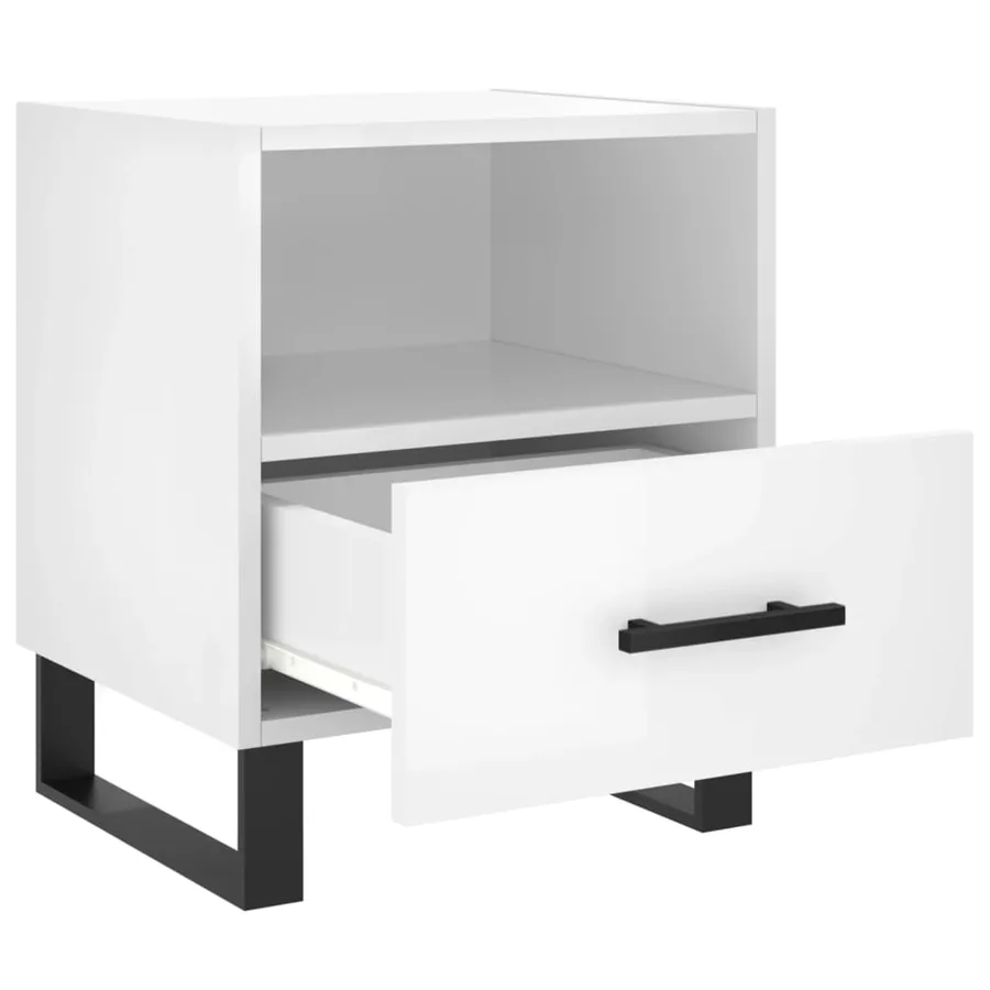 Tables de chevet 2 pcs blanc brillant 40x35x47,5 cm - 5