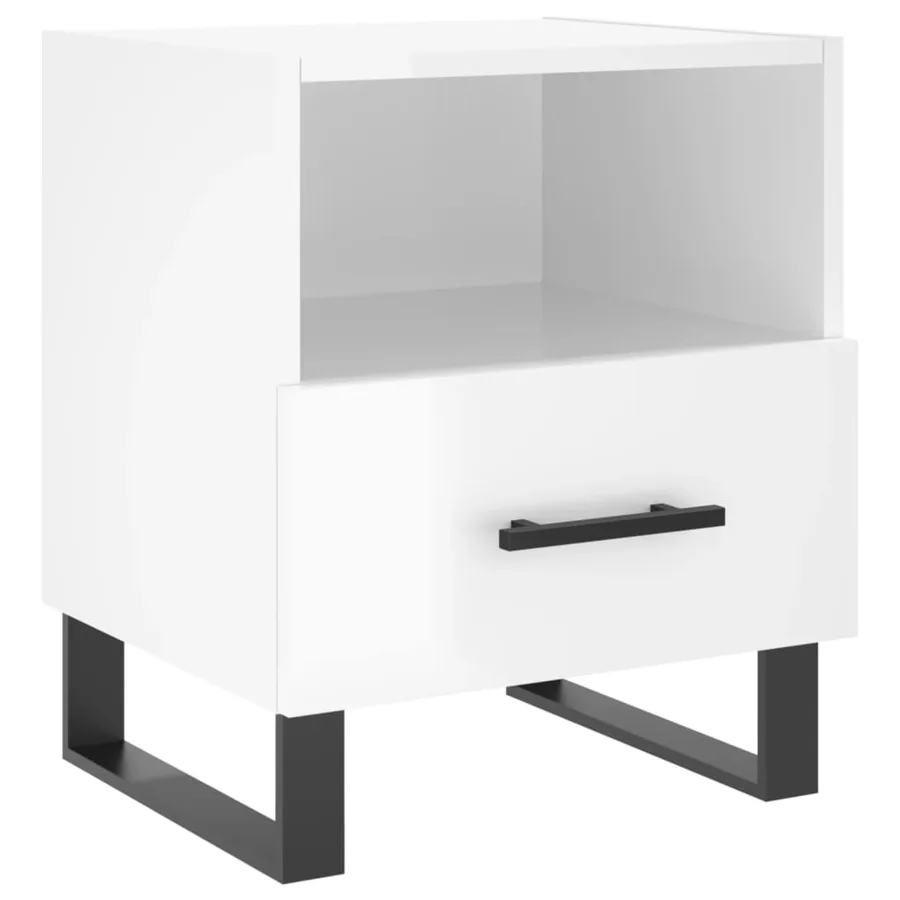 Tables de chevet 2 pcs blanc brillant 40x35x47,5 cm - 6