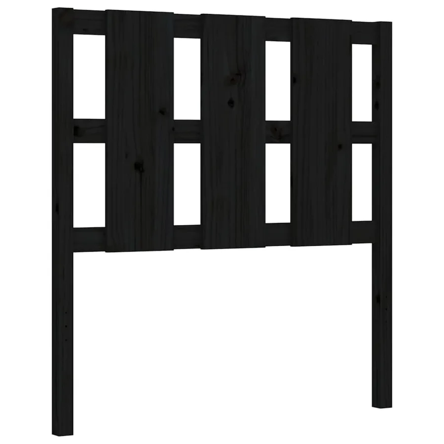 Cadre de lit sans matelas noir bois de pin massif - 8