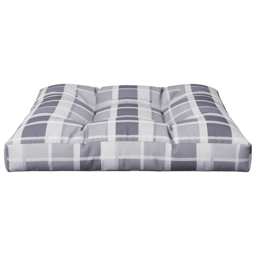 Coussin de palette motif à carreaux gris 70x70x12 cm tissu - 4