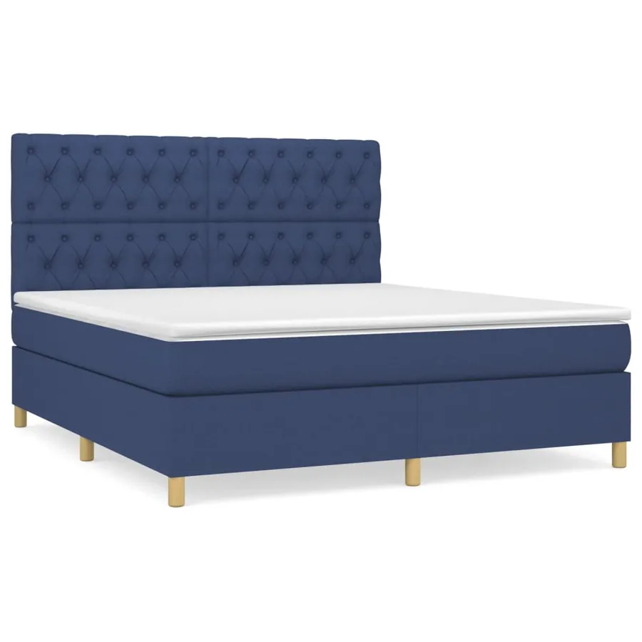 Sommier à lattes de lit avec matelas Bleu 160x200 cm Tissu - 2