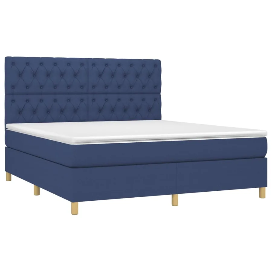 Sommier à lattes de lit avec matelas Bleu 160x200 cm Tissu - 3