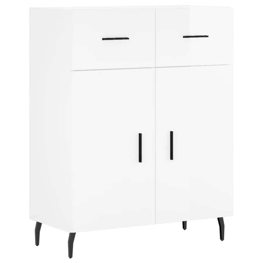 Buffet Blanc brillant 69,5x34x90 cm Bois d'ingénierie - 2