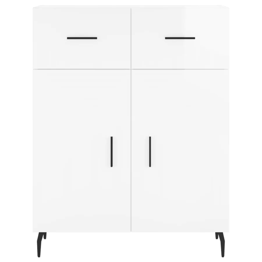 Buffet Blanc brillant 69,5x34x90 cm Bois d'ingénierie - 6