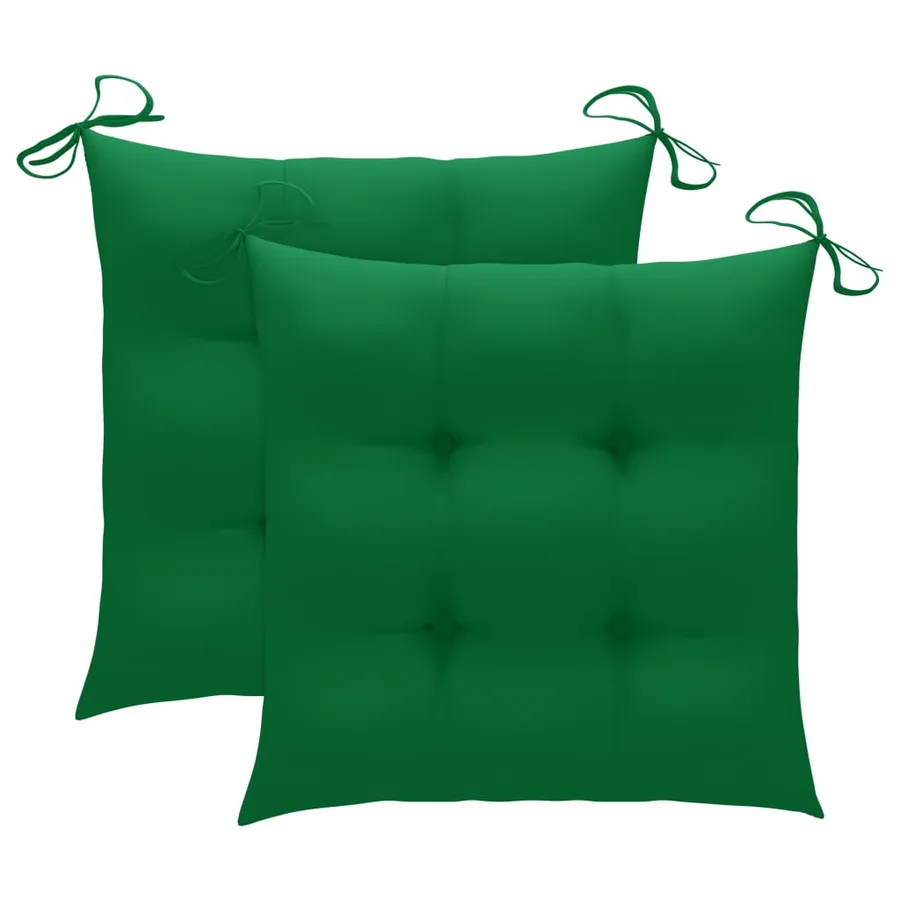Chaise à bascule avec coussin vert Bois de teck solide - 2