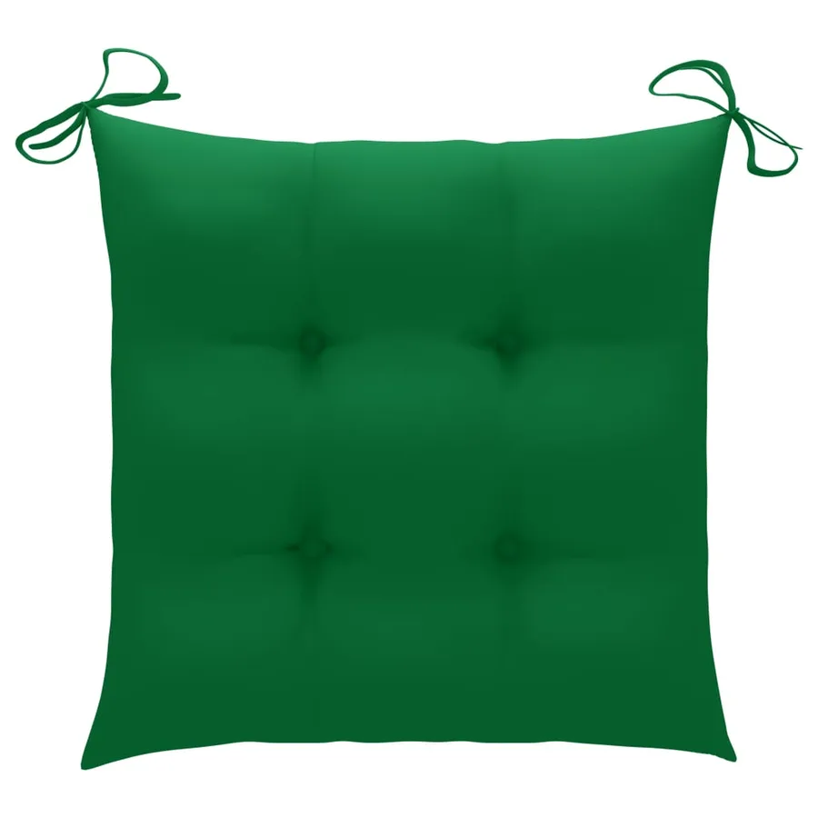 Chaise à bascule avec coussin vert Bois de teck solide - 3