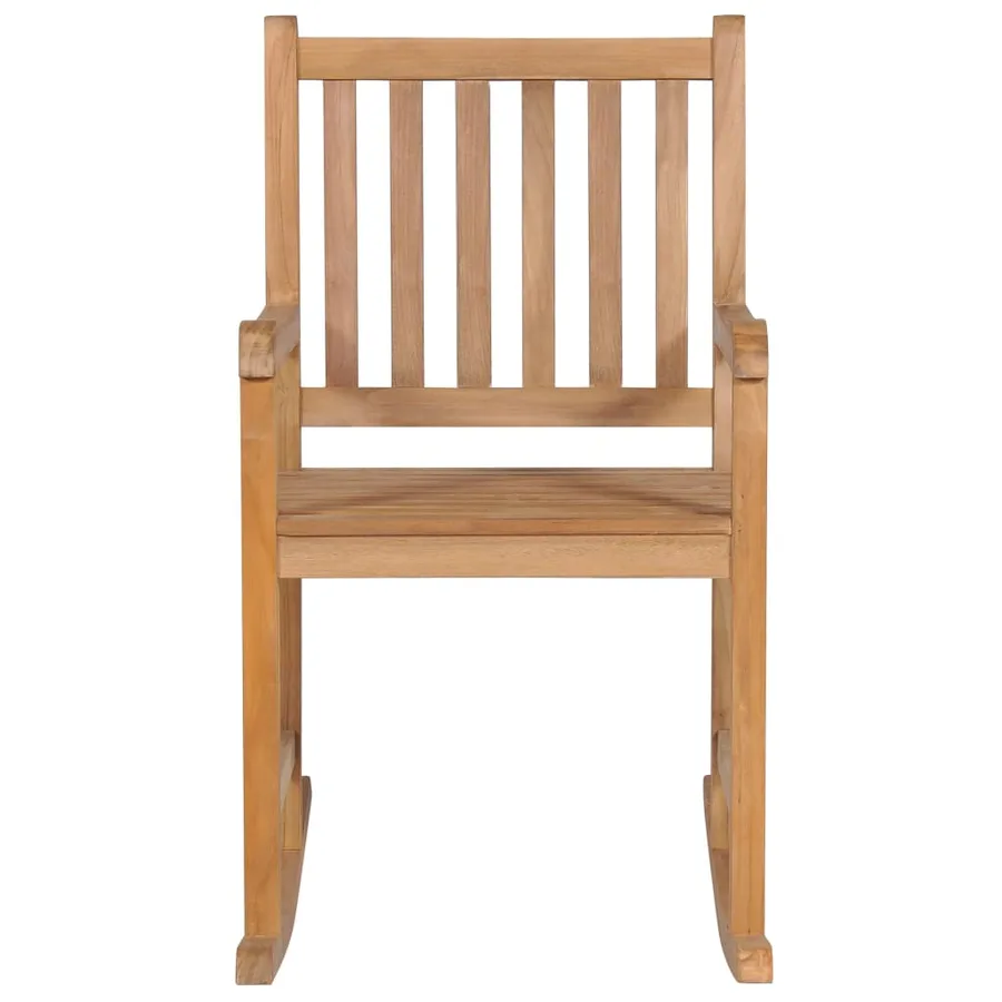 Chaise à bascule avec coussin vert Bois de teck solide - 8