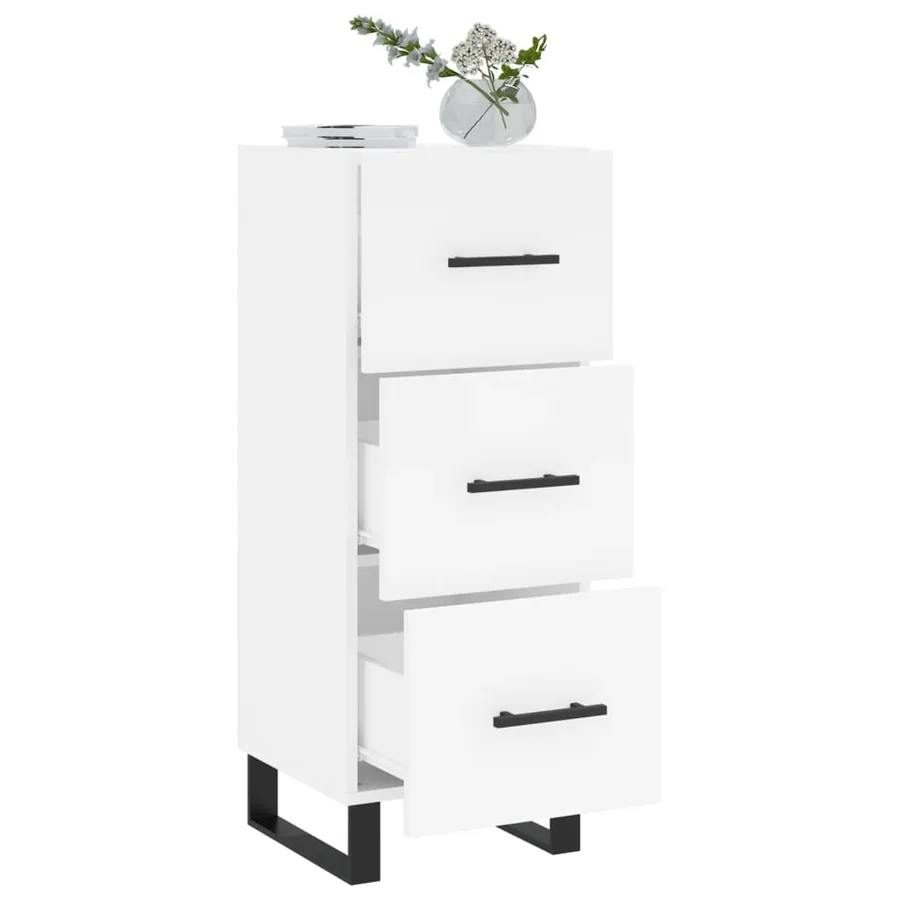 Buffet blanc 34,5x34x90 cm bois d'ingénierie - 4