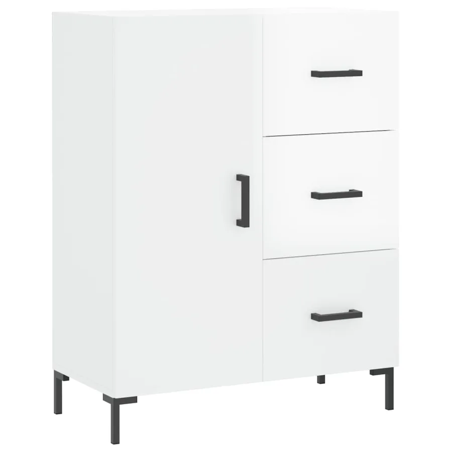 Buffet Blanc brillant 69,5x34x90 cm Bois d'ingénierie - 2