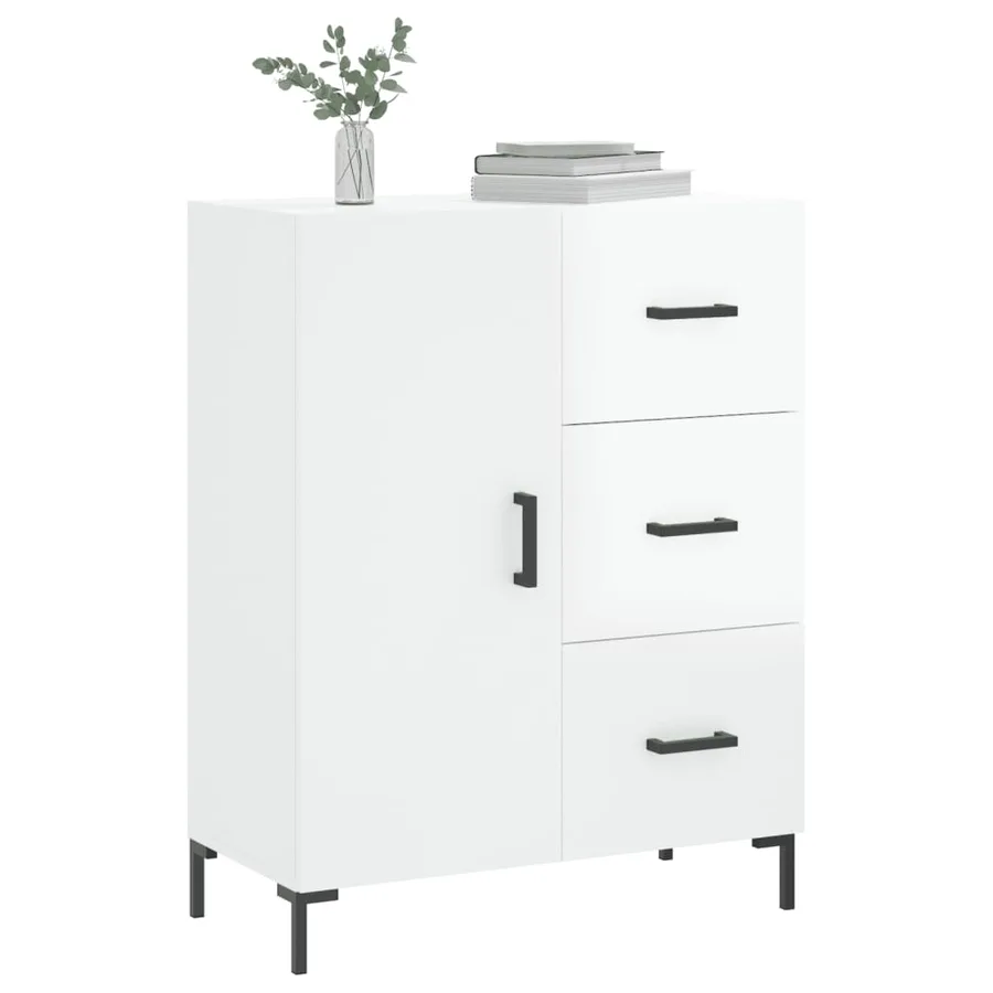Buffet Blanc brillant 69,5x34x90 cm Bois d'ingénierie - 3