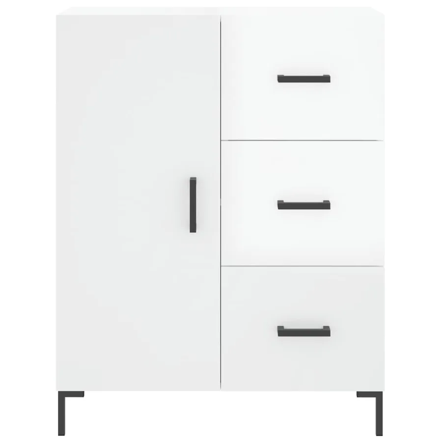 Buffet Blanc brillant 69,5x34x90 cm Bois d'ingénierie - 5