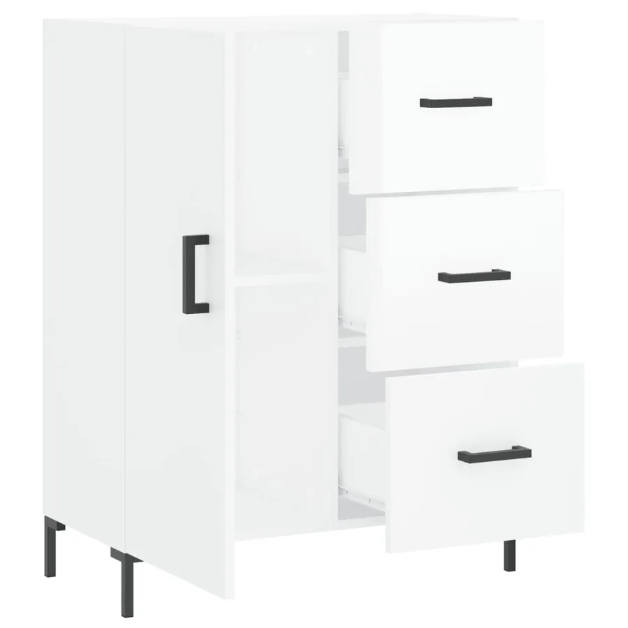 Buffet Blanc brillant 69,5x34x90 cm Bois d'ingénierie - 6