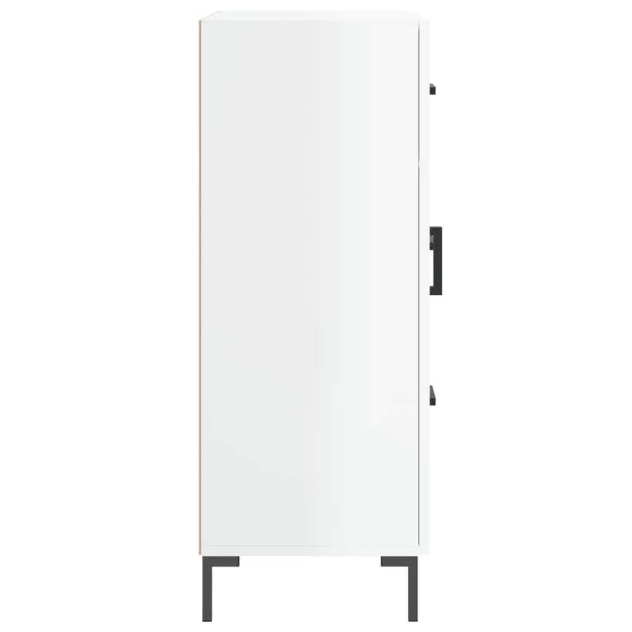 Buffet Blanc brillant 69,5x34x90 cm Bois d'ingénierie - 7