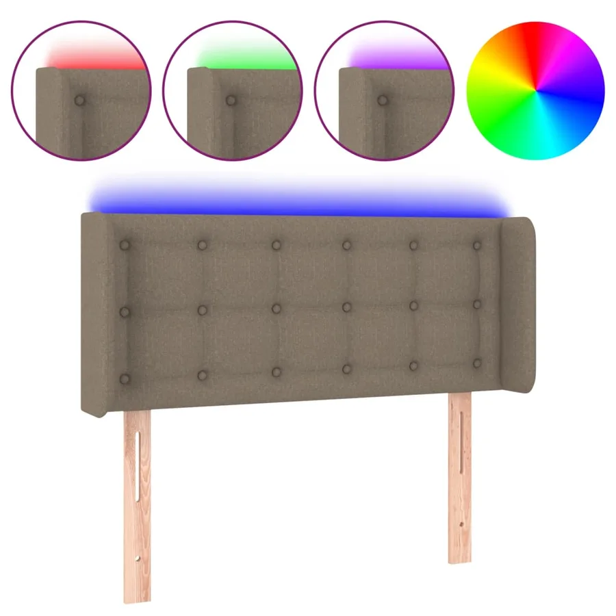 Tête de lit à LED Taupe 103x16x78/88 cm Tissu - 2