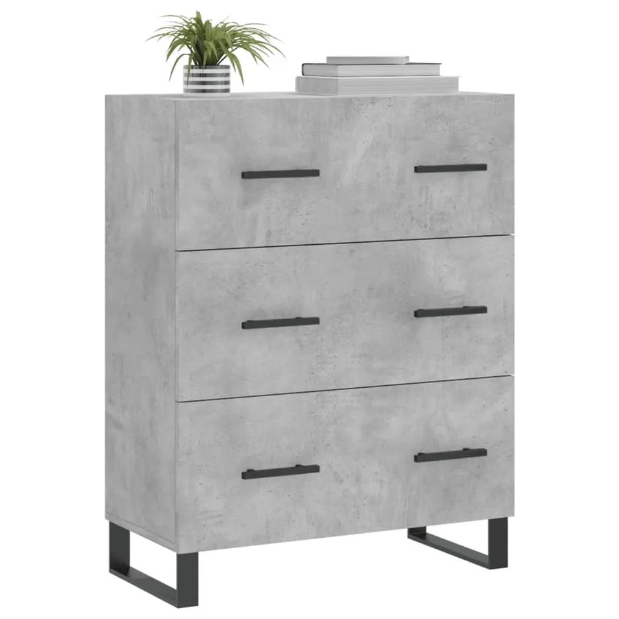 Buffet gris béton 69,5x34x90 cm bois d'ingénierie - 3