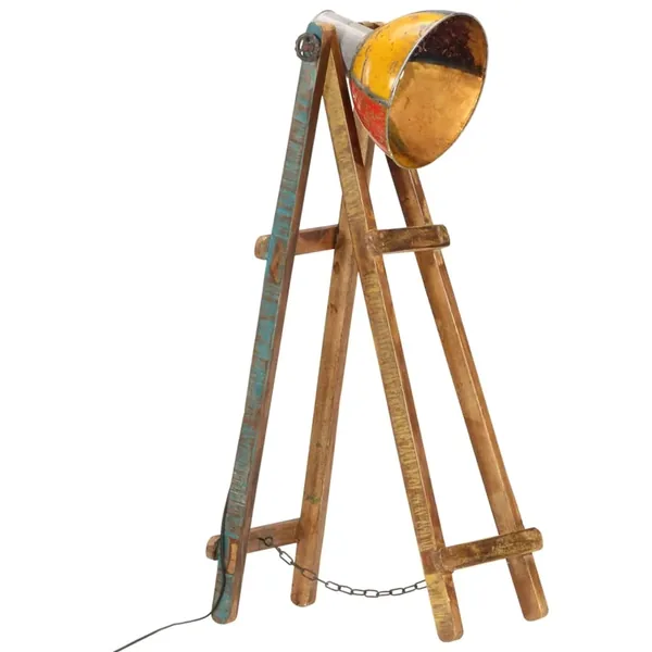 Lampadaire multicolore E27 bois massif de manguier