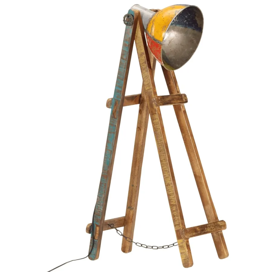 Lampadaire multicolore E27 bois massif de manguier - 2