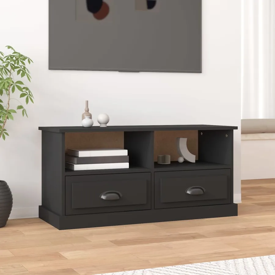 Meuble TV noir 93x35,5x45 cm bois d'ingénierie