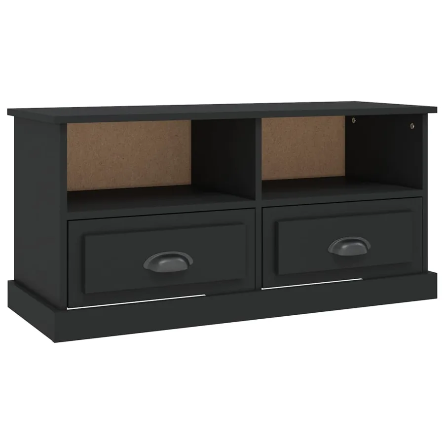 Meuble TV noir 93x35,5x45 cm bois d'ingénierie - 2