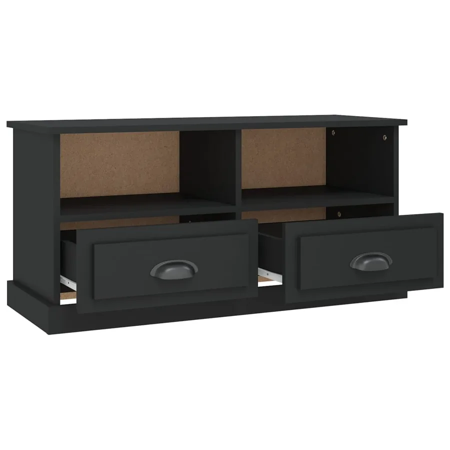 Meuble TV noir 93x35,5x45 cm bois d'ingénierie - 8