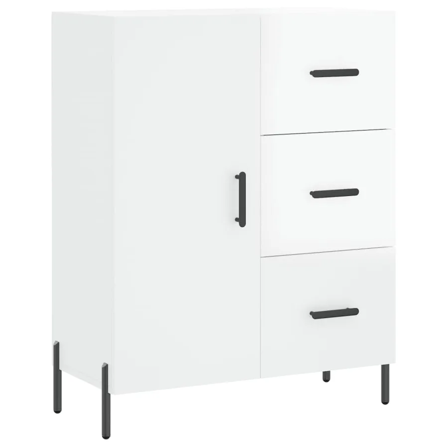 Buffet Blanc brillant 69,5x34x90 cm Bois d'ingénierie - 2