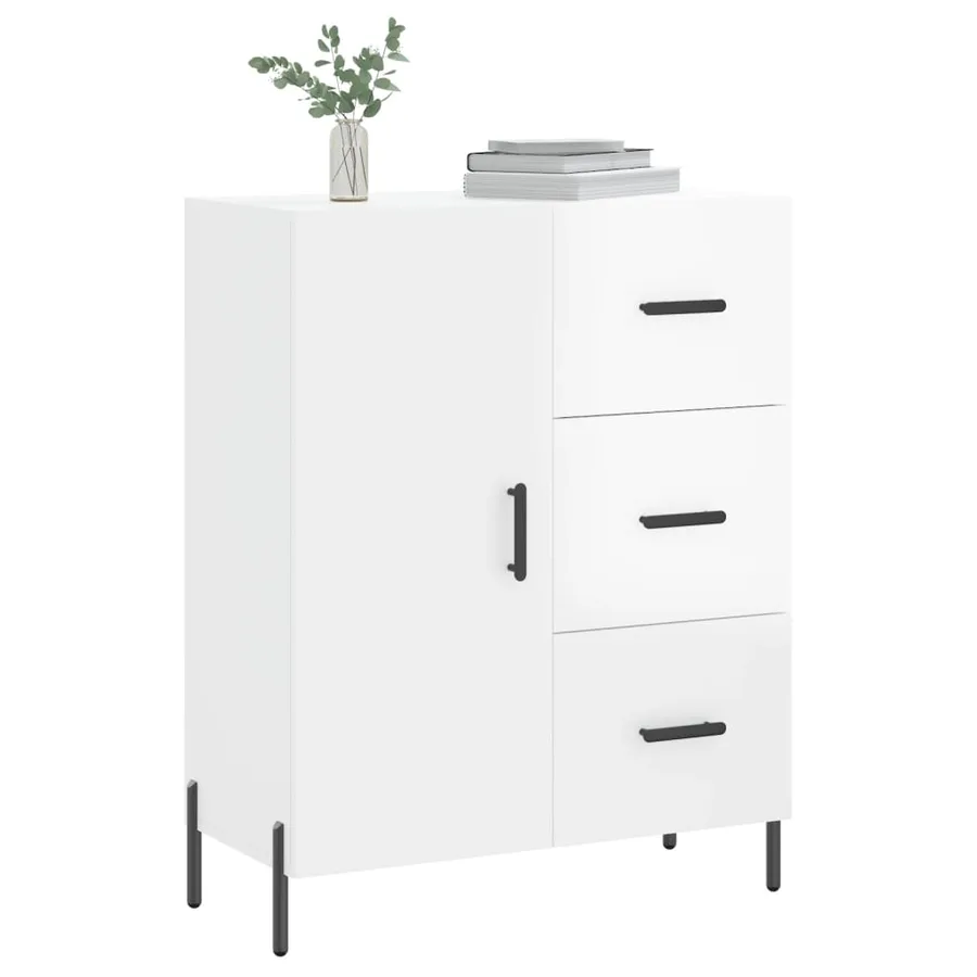 Buffet Blanc brillant 69,5x34x90 cm Bois d'ingénierie - 3
