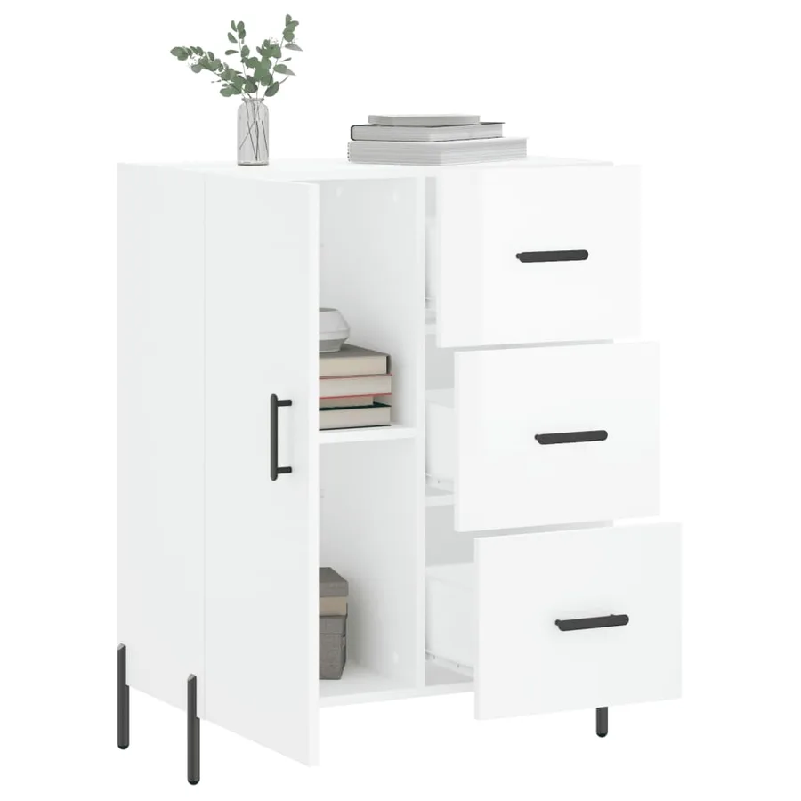 Buffet Blanc brillant 69,5x34x90 cm Bois d'ingénierie - 4