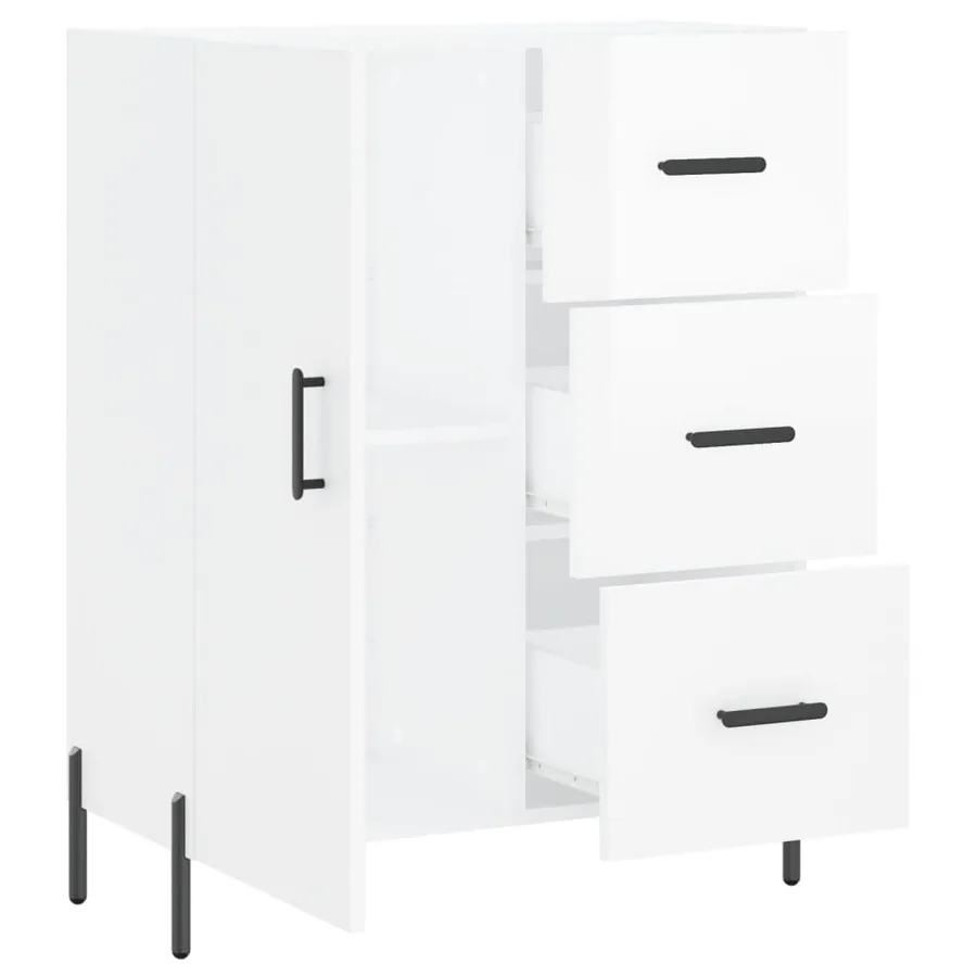 Buffet Blanc brillant 69,5x34x90 cm Bois d'ingénierie - 6