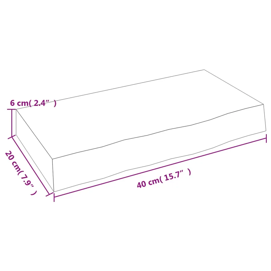 Étagère murale 40x20x6 cm bois de chêne massif non traité - 7