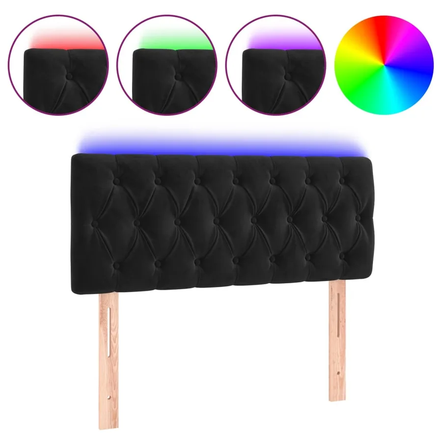 Tête de lit à LED Noir 90x7x78/88 cm Velours - 2
