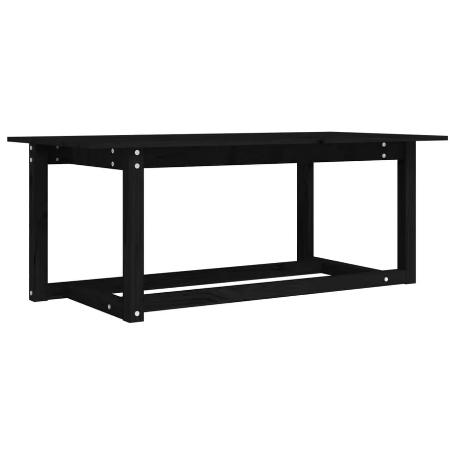 Table basse Noir 110x55x45 cm Bois massif de pin - 2