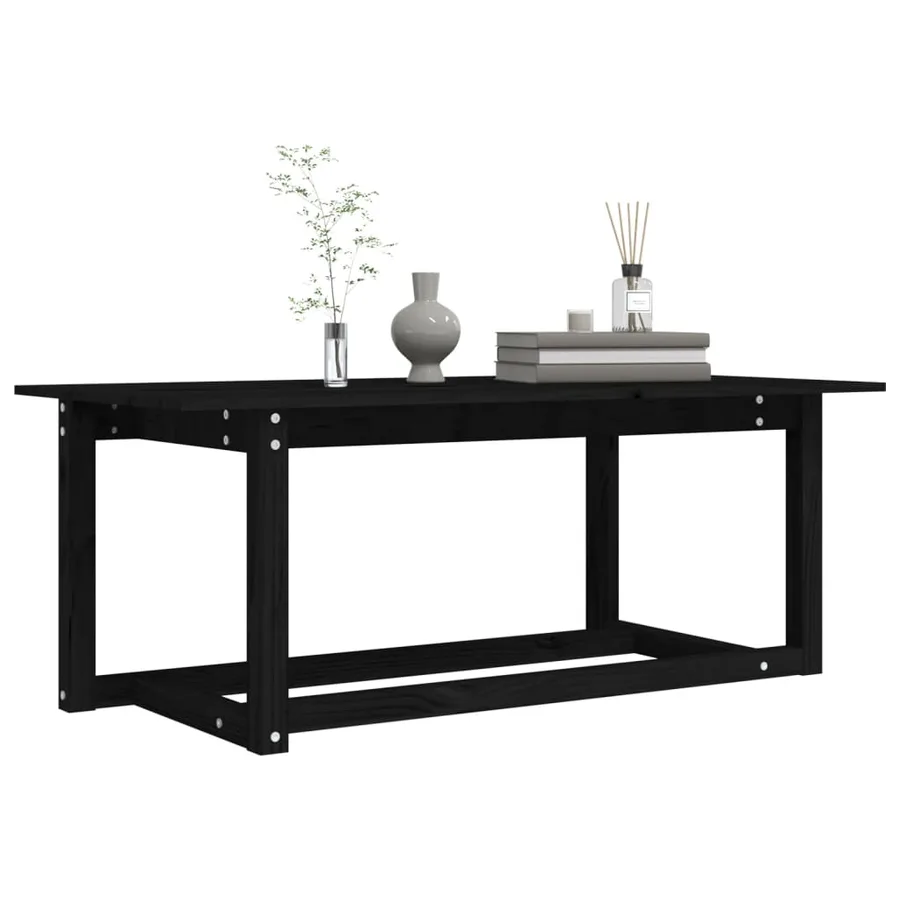 Table basse Noir 110x55x45 cm Bois massif de pin - 6