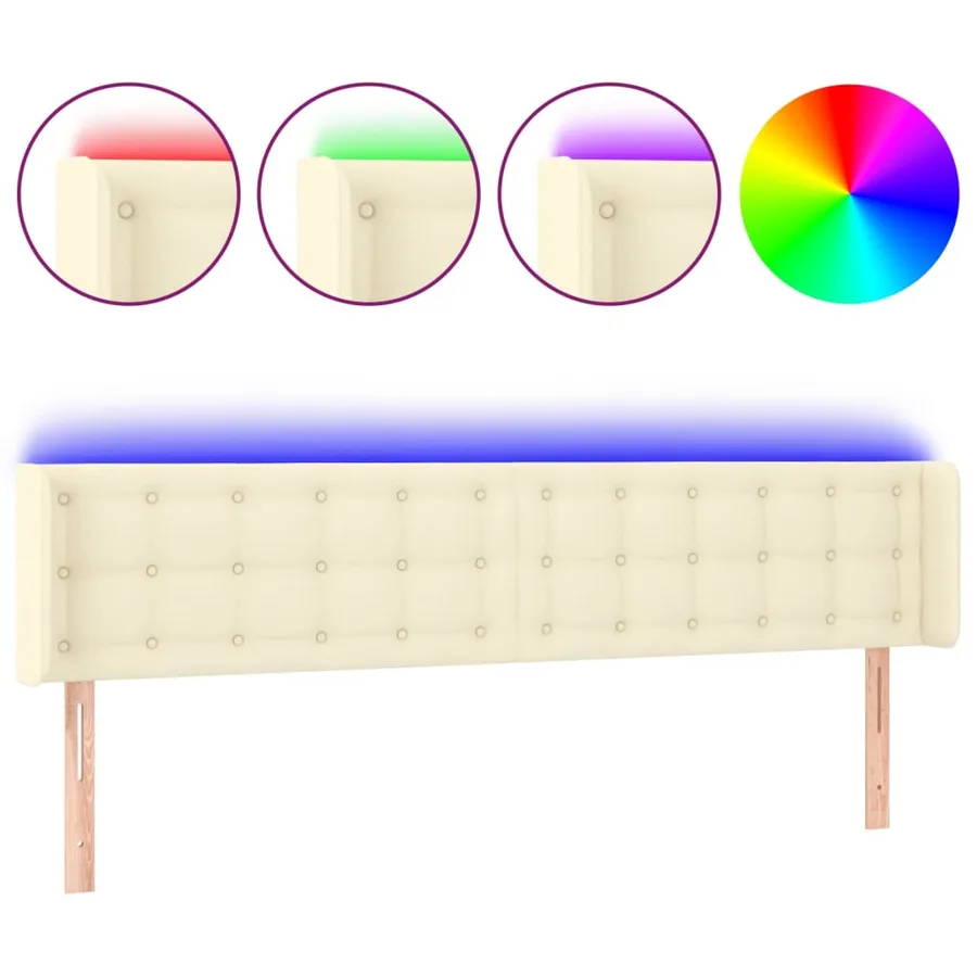 Tête de lit à LED Crème 183x16x78/88 cm Similicuir - 2