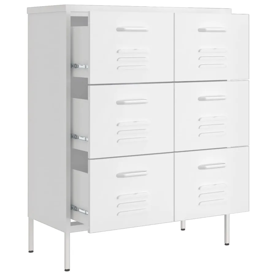 Armoire à tiroirs Blanc 80x35x101,5 cm Acier - 6