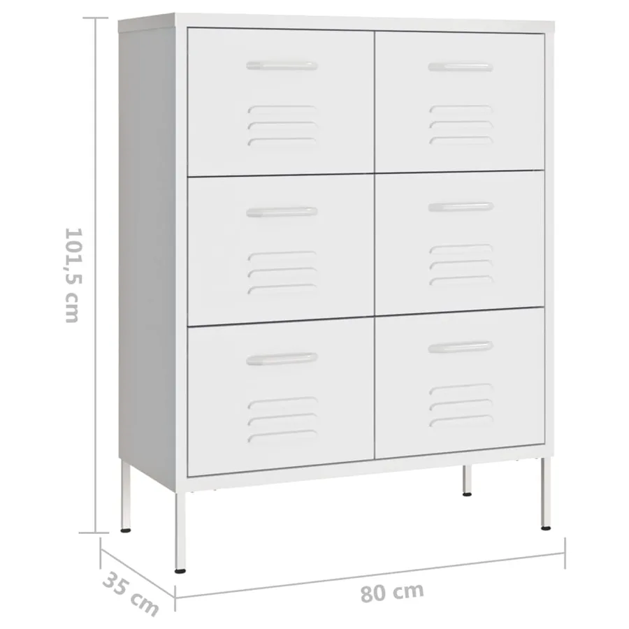 Armoire à tiroirs Blanc 80x35x101,5 cm Acier - 9
