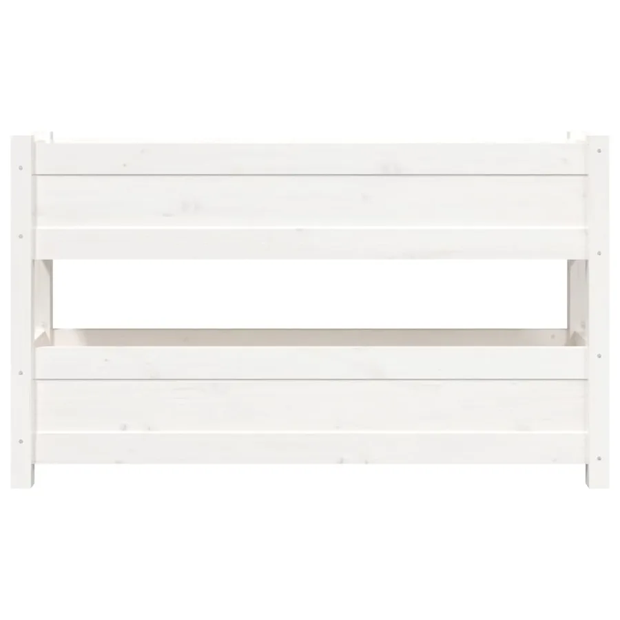 Jardinière Blanc 112x25x66 cm Bois massif de pin - 5
