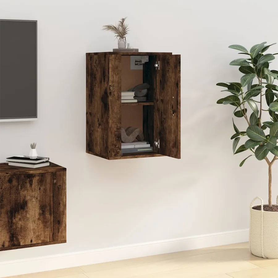 Meuble TV mural Chêne fumé 40x34,5x60 cm - 3