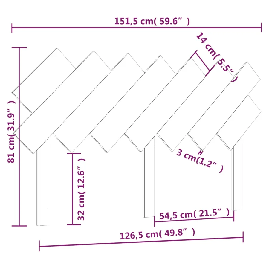 Tête de lit Gris 151,5x3x81 cm Bois massif de pin - 6