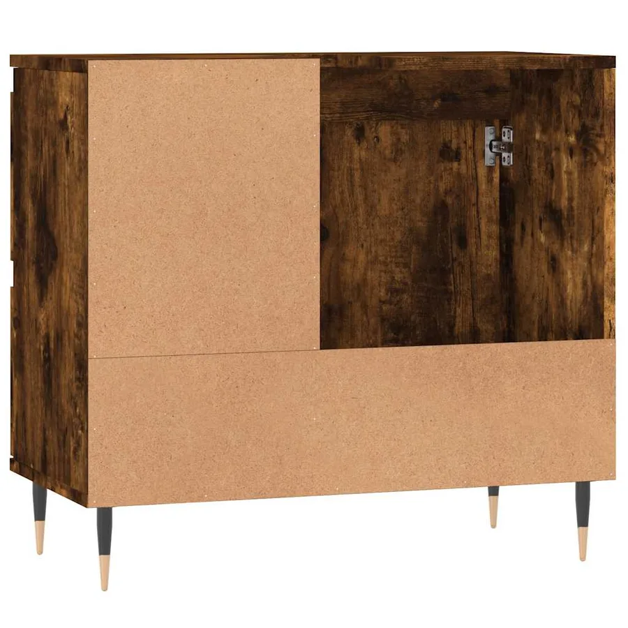 Armoire de bain chêne fumé 65x33x60 cm bois d'ingénierie - 7