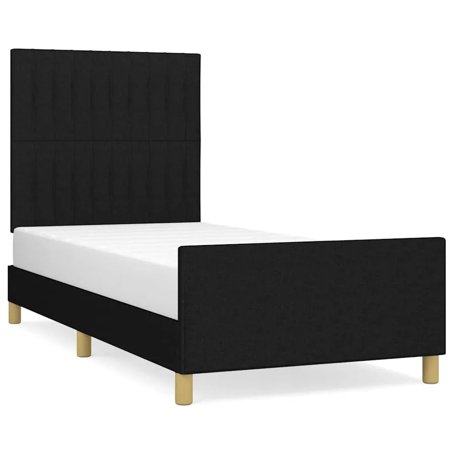 Cadre de lit sans matelas noir 100x200 cm tissu - 2