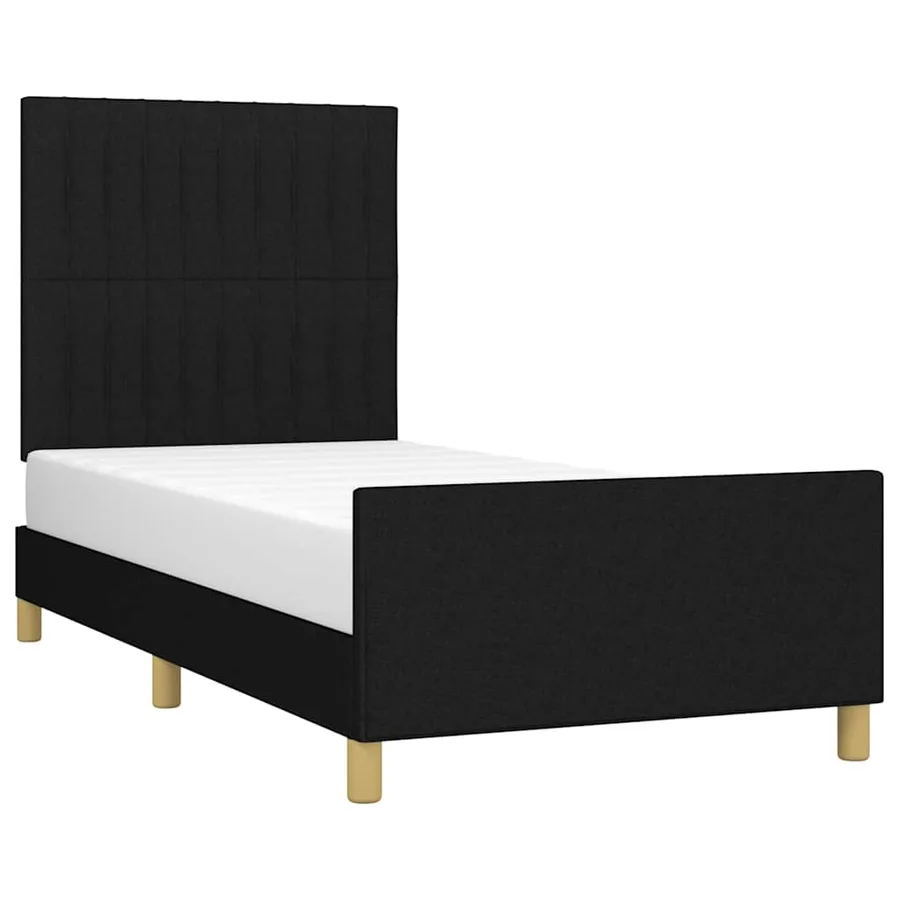 Cadre de lit sans matelas noir 100x200 cm tissu - 3