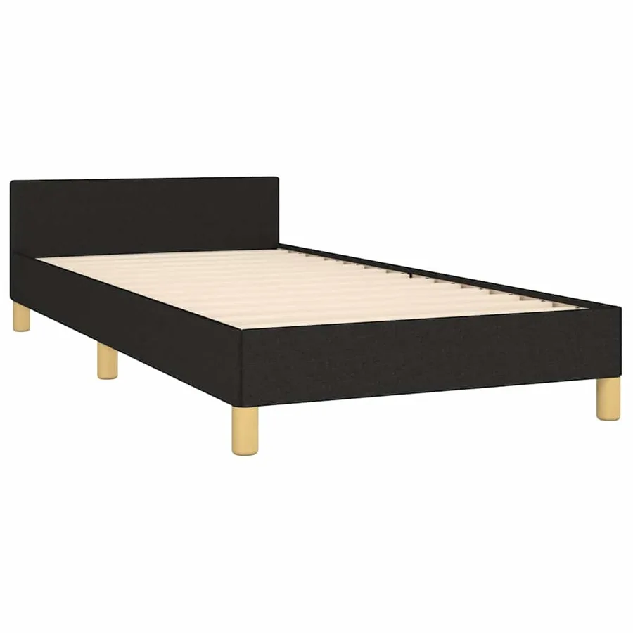 Cadre de lit sans matelas noir 100x200 cm tissu - 5