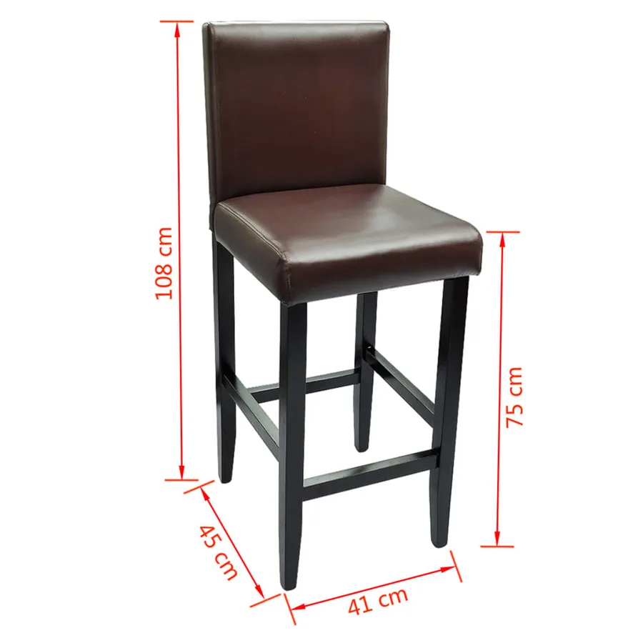 Tabourets de bar lot de 2 marron foncé similicuir - 5