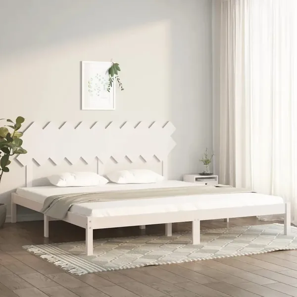 Cadre de lit sans matelas blanc 200x200 cm bois massif