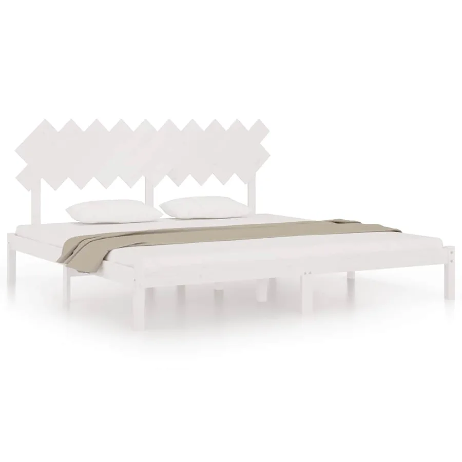 Cadre de lit sans matelas blanc 200x200 cm bois massif - 2