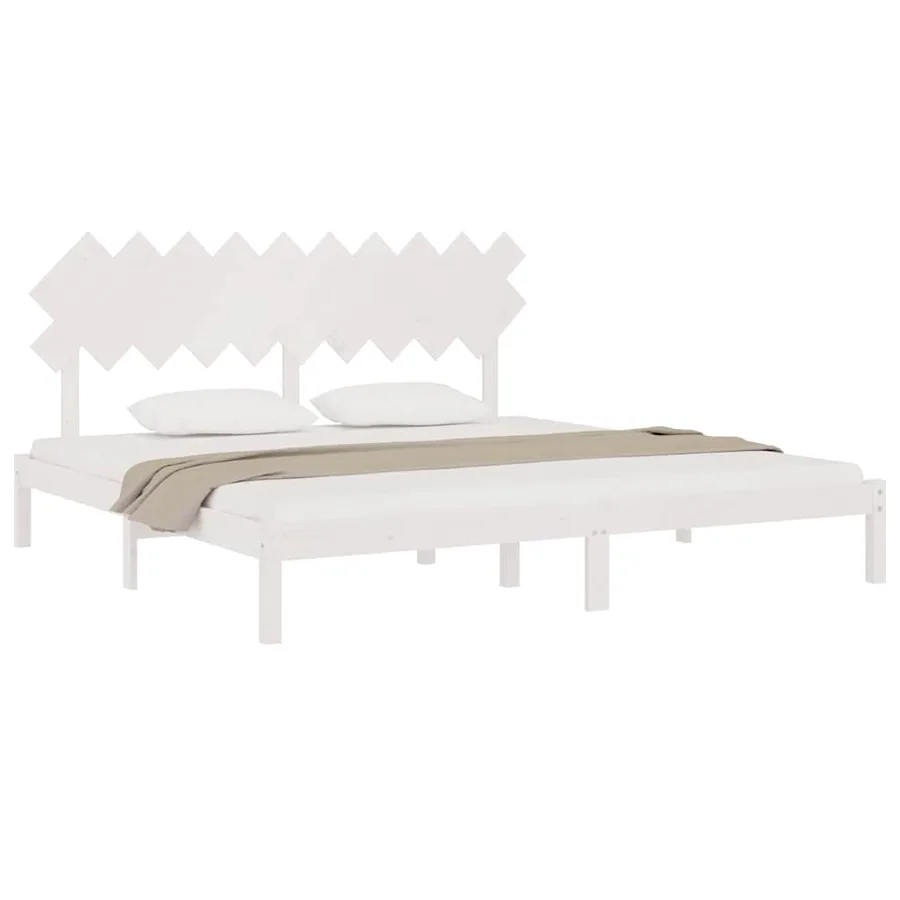Cadre de lit sans matelas blanc 200x200 cm bois massif - 3