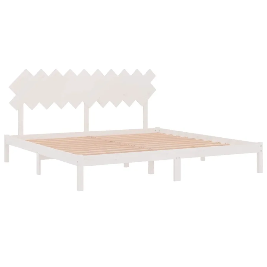 Cadre de lit sans matelas blanc 200x200 cm bois massif - 4